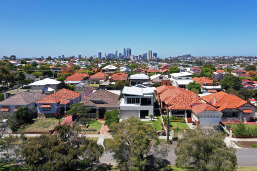 Aerial Urban Suburban Cityscape In Perth