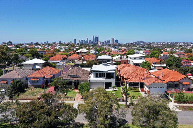 Aerial Urban Suburban Cityscape In Perth
